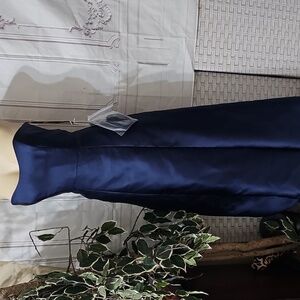 Alfred Sung NWT Blue A-line Satin Optional Strapless Gown With Modern Bow 8